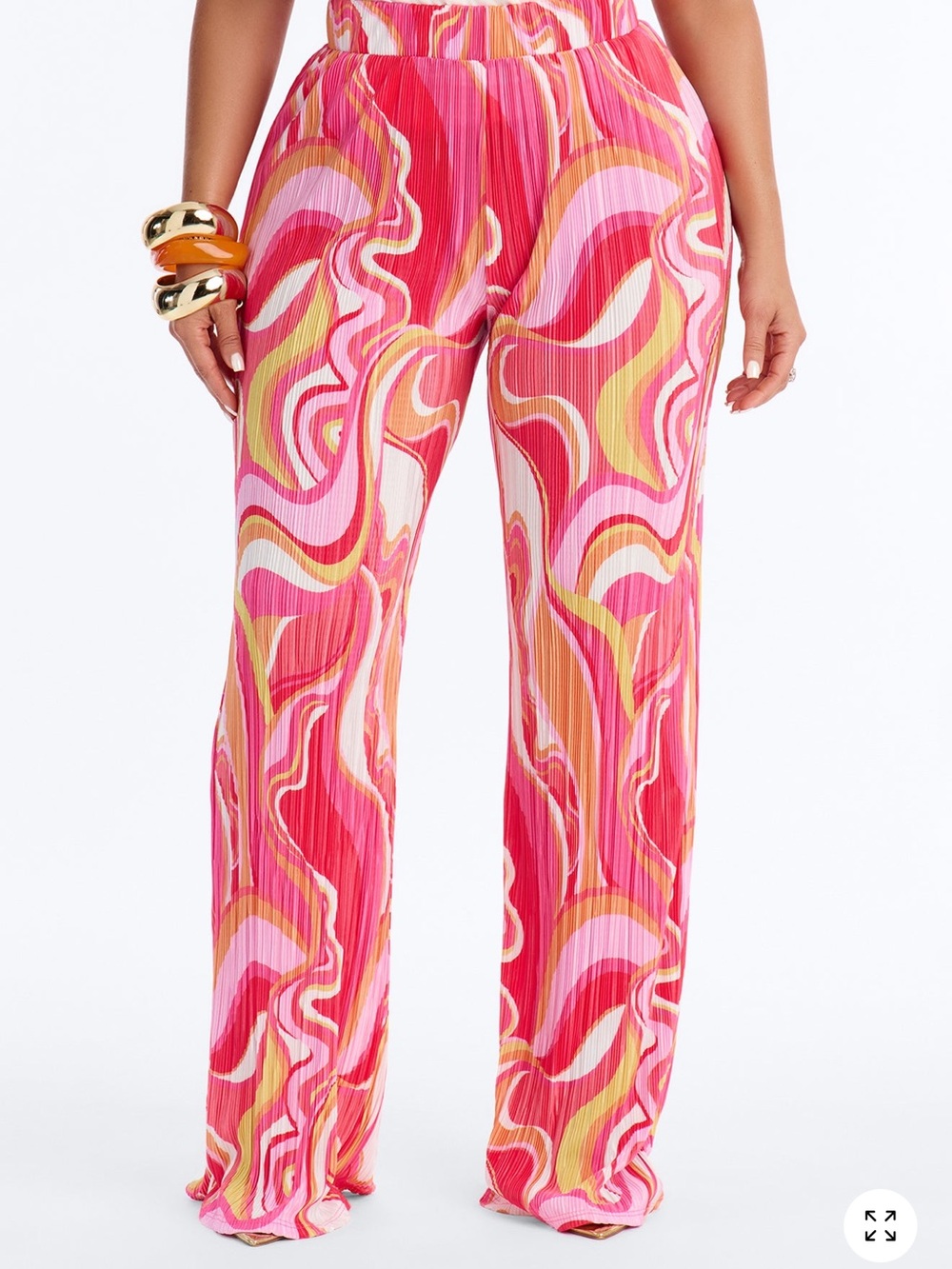Pure Bliss Printed Plisse Pant - Pink/combo